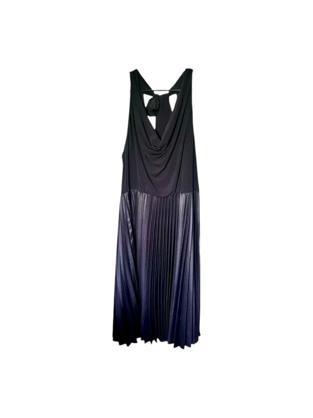Halston Heritage Dress Size 14 Black Pleated - Picture 3 of 5